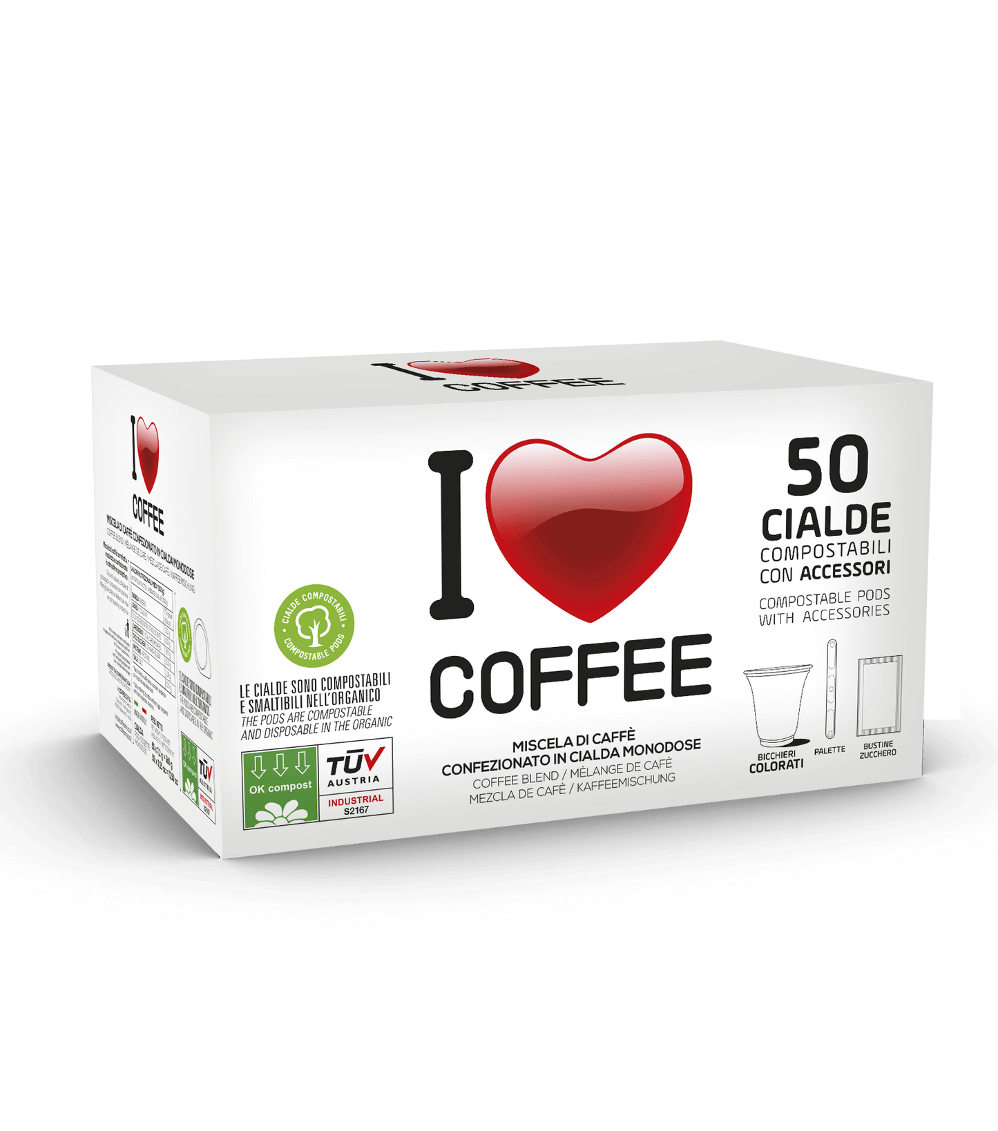I love coffee 50 cialde + kit accessori