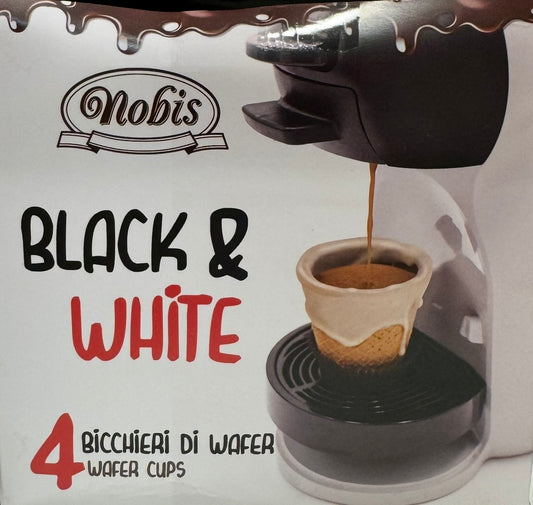 BICCHIERINO IN WAFER CIOCCOLATO BIANCO E NERO 4PZ